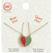 Wonder Nation Girls BFF Multicolored Enameled Magnetic Heart Friendship Necklaces.