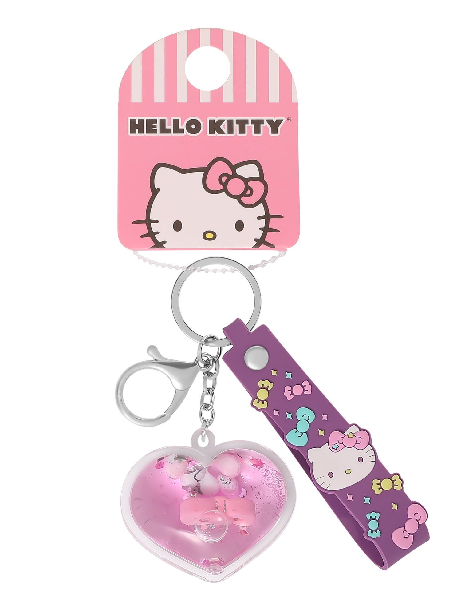 Sanrio Girl's Hello Kitty Heart Glitter Liquid Keychain Charm