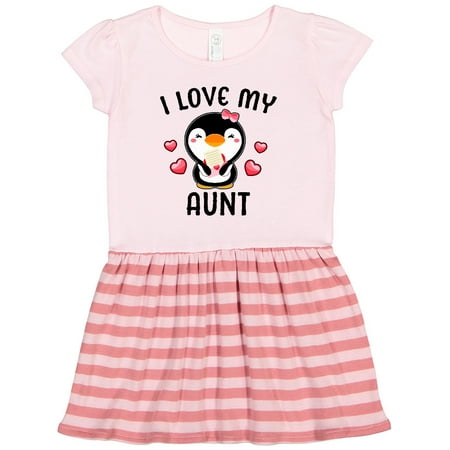 

Inktastic I Love My Aunt with Cute Penguin and Hearts Gift Toddler Girl Dress
