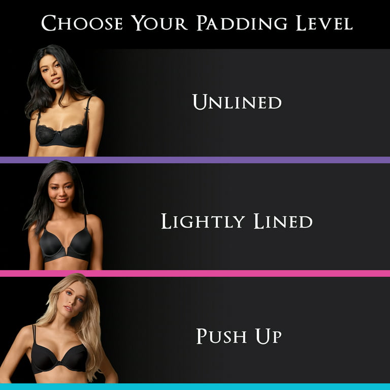 Vassarette Women's Lace Overlay Push-Up Level 3 Bra 