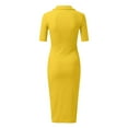 thumbnail image 2 of Gubotare Nye Dresses For Women Women's Long Sleeve Scoop Neck Button Side Sweater Dress with Pockets,Yellow XXL, 2 of 4