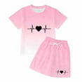 thumbnail image 4 of Jamsmile Toddler Girls Sets Sportswear Gradient Heartbeat Print Tshirts With Shorts Summer 2 Piece Kids Girls Athletic Tracksuits, 4 of 5