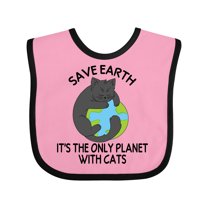 Inktastic Save Earth It's the Only Planet with Cats with Black Cat Boys or Girls Baby Bib