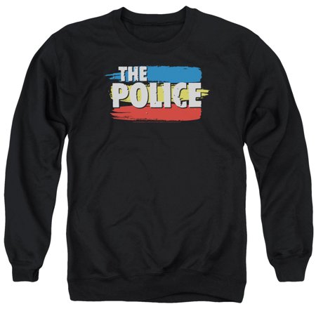 The Police Three Stripes Logo Adult Crewneck Sweatshirt Black