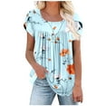 thumbnail image 2 of Uaswgudfs Trendy Women Blouses Summer Tops Casual Short Sleeve Geometric Pattern Blouse with Asymmetric Hem, Relaxed Fit, Breathable for Spring/Summer Wear, 2 of 5