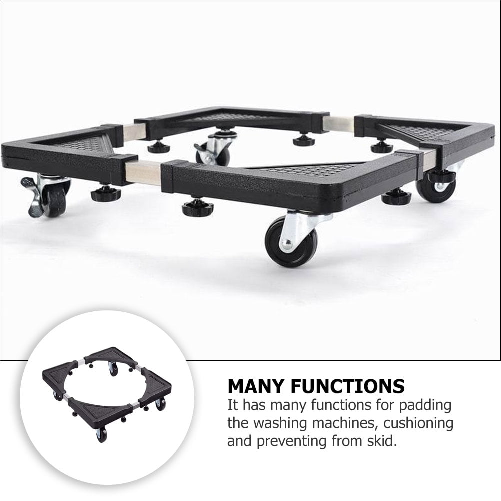 Mini Fridge Stand with 4 Locking Wheels 17.7"-25.6" Adjustable Dolly Washing Machine Stand Base，for Furniture Portable Refrigerator Dryer Stand（Black）