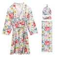 thumbnail image 5 of FYMNSI Maternity Robe and Baby Receiving Blanket Robe and Swaddle Set Hospital Labor Delivery Matching Outfits for Mom&Baby S/M, 5 of 11