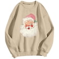 thumbnail image 5 of UngA Womens Christmas Sweatshirt Santa Claus Graphic Crewneck Oversized Fleece Pullover Xmas Holiday Top Woman Sweatshirt (Beige,XXXL), 5 of 6