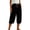Black, variant on Women's Solid Casual Capri Pants with Pockets & Drawstring Waist Loose Fit Cuffed Cropped Trousers for Summer Daily