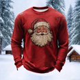 thumbnail image 3 of Christmas Shirts for Men Long Sleeve Casual Crewneck Santa Claus Graphic Distressed Waffle Shirt Holiday Party Shirts, 3 of 4