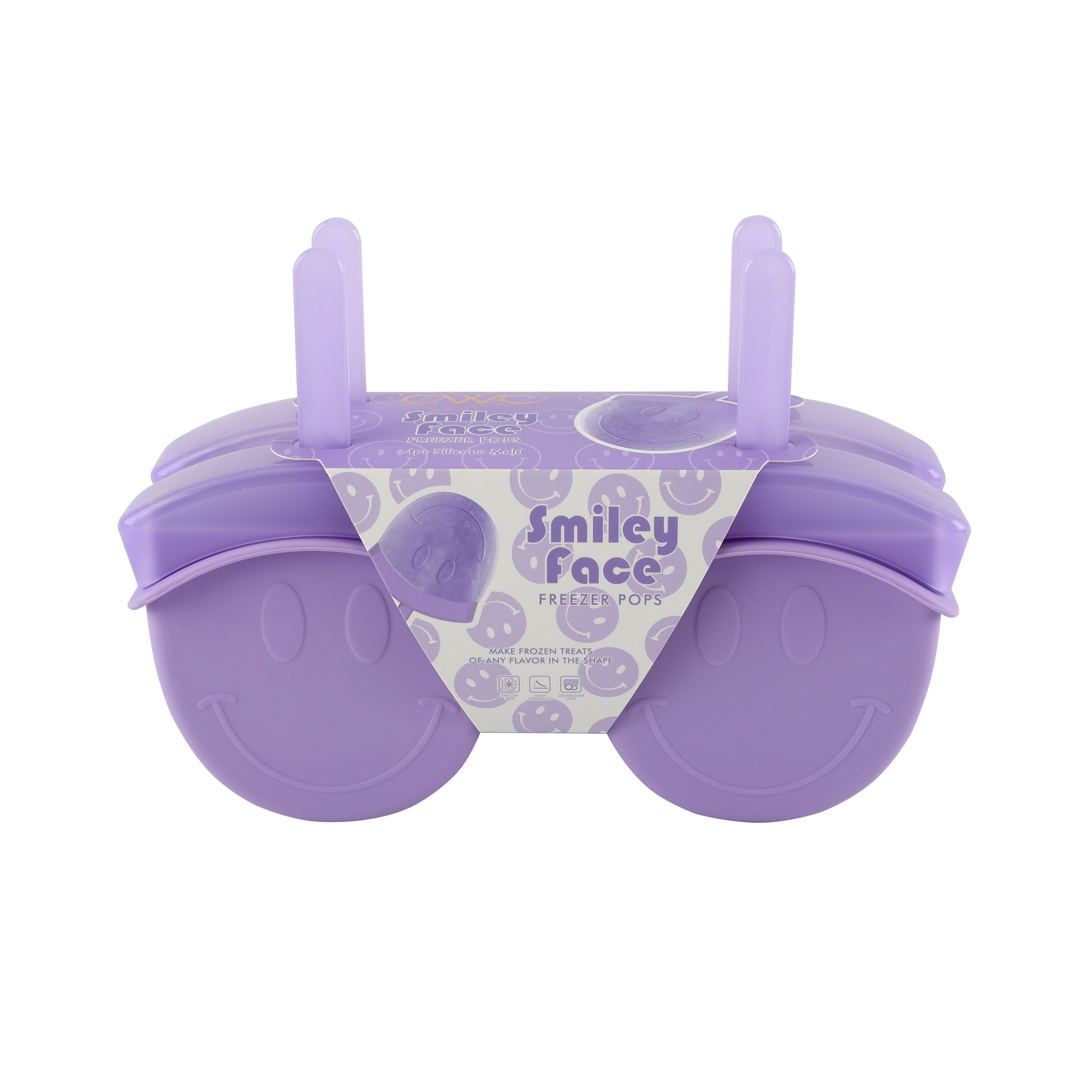 Smiley Face Silicone Ice Pop Molds-4 Cavity Purple