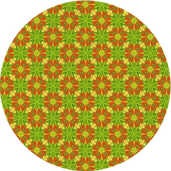 Ahgly Company Indoor Round Patterned Mahogany Brown Area Rugs, 3' Round