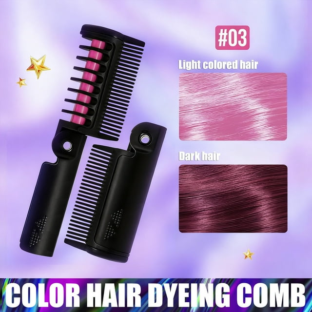 Peine desechable colorido para teñir el cabello, plegable, 12 colores, temporal, 4,2 g, color peludo