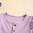 thumbnail image 5 of HAOTAGS Baby Girls Fly Sleeve Top with Bell-bottomed Pants, Solid Color 2 Piece Outfit Set for Kids Purple 2 T, 5 of 9