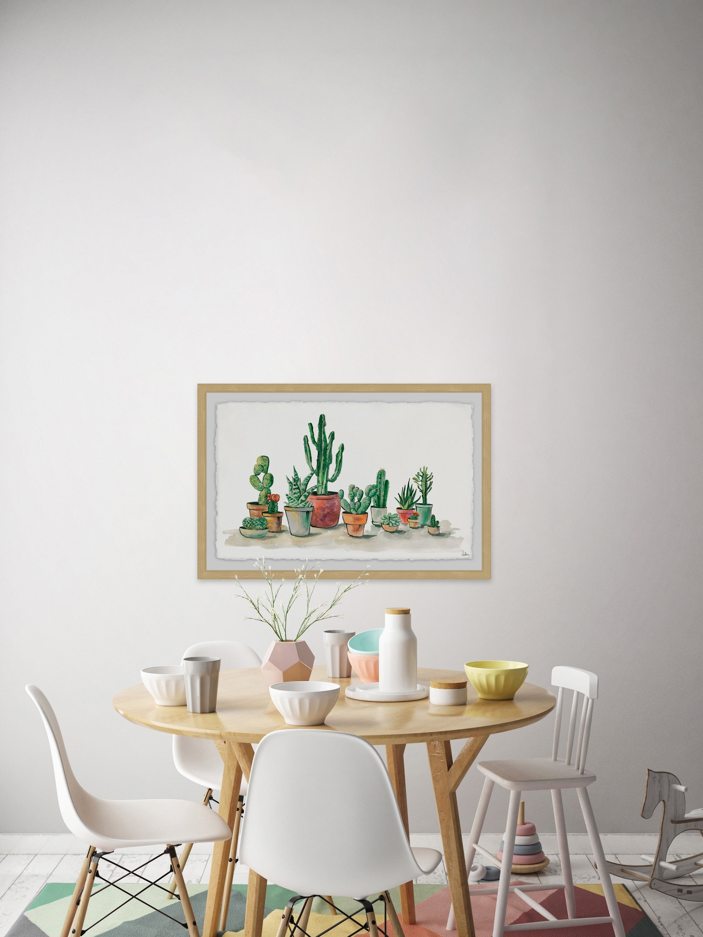 Potted Cacti Framed Painting Print