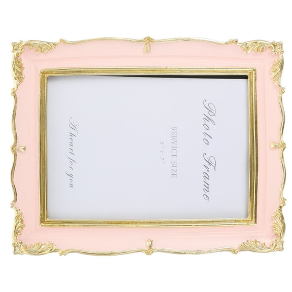 NICEXMAS European Style Table Picture Frame Resin Vintage Photo Frame Pink 1Pack
