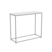 Console Table Modern Stylish Entryway Table - White Silver Accent Decor