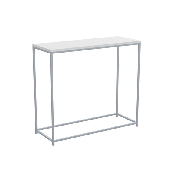 Console Table Modern Stylish Entryway Table - White Silver Accent Decor