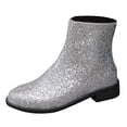 thumbnail image 2 of YOUYEDIAN Ankle Boots for Women Glitter Low Heel Short Boots Sequin Round Toe Shoes Party Bootie with Side Zipper Silver, 2 of 6