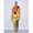 Brown, variant on Womens Brown Lily Print Deep V-Neck Maxi Dress With Side Slit And Ruched