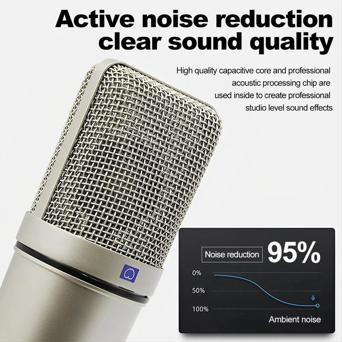 Metal Professional Condenser Microphone Studio Microphone for Computer Gaming Recording Singing Podcast Sound Card