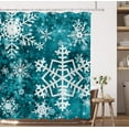thumbnail image 3 of Merry Christmas Snowflake Shower Curtain Set, Happy Holiday Winter Black White Bathroom Decorative Winter Waterproof Fabric 72x72 Inch with 12 Hooks, 3 of 6