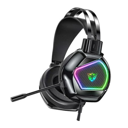 LBECLEY K5 Pro Headset Noise Audio Cancelling Control Rgb Headphones Headphones Over-Ear Usb G601 Mic and Gaming Wired Wired Headse Earbuds Case Cute Pro Black One Size