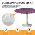 thumbnail image 2 of Elastic Fitted Round Tablecloth, Purple Boho Waterproof Stretch Table Cover for 45"-54" Tables, Country Abstract Geometric Ethnic Aesthetic Washable Outdoor Tablecloths for Patio, Picnic, Camping, 2 of 9