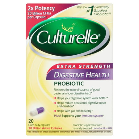 Culturelle supplémentaire Force Supplément de la santé digestive Capsules probiotiques, 20 count