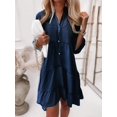 thumbnail image 5 of Women's Denim Dress Doll Layered Short Sleeved Button Denim Shirt Dress  Elegant & Trendy Fashion, 5 of 6