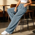 thumbnail image 6 of FNFYFH Womens Corduroy Pants Casual High Waisted Elastic Drawstring Sweatpants Loose Fit Wide Leg Pants with Pockets, 6 of 9