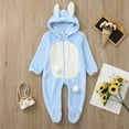 thumbnail image 2 of Diufon Infant Baby Boy Girl Fleece Romper Long Sleeve Thickened Warm Zipper Hoodie Jumpsuit Footie Bodysuit, 2 of 7