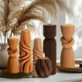 thumbnail image 6 of 6 Pcs Pillar Candles Modern Aesthetic Ribbed Decorative Candle Set Cute Soy Wax Scented Ribbed Decor for Home(Brown,3.4-9 Inch), 6 of 7