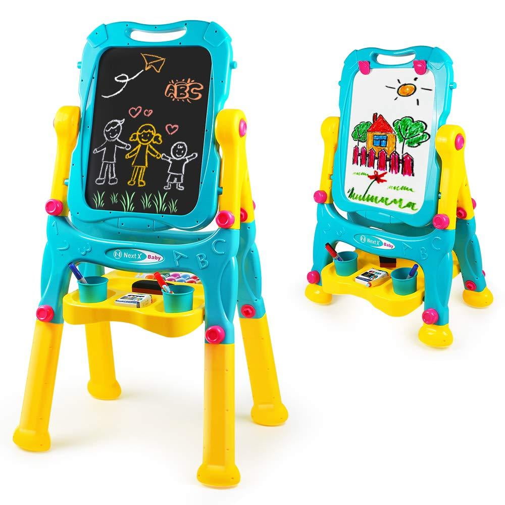 Tomons Adjustable Height Kids Easel, Double Sided Whiteboard