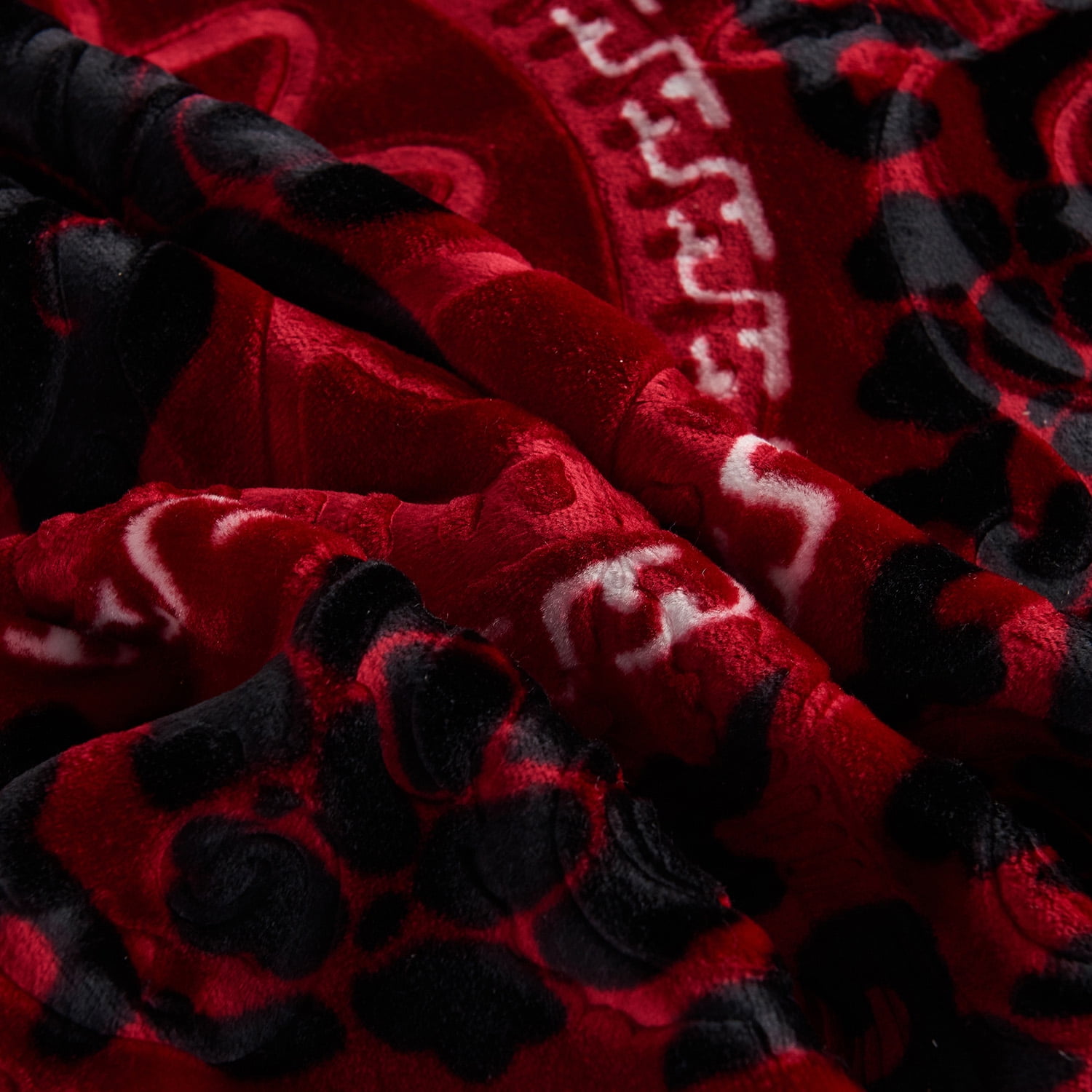 Heavy Thick Fleece Blanket King Size, 9lbs,1 Ply Silky Soft Warm Flower Embossed Raschel Winter Blanket, Minky Soft Plush Blanket for Sofa Bed, 85"x95", Black & Red