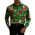 thumbnail image 2 of Tqyyweavej Christmas Shirts for Men Xmas Print Long Sleeve Lapel Shirts Party Dress Blouses Christmas Gifts for Men Size S to 3XL, 2 of 5