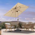 thumbnail image 2 of PURPLE LEAF 6' x 9' Patio Umbrella with Base Market Umbrella Rectangular Outdoor Umbrella with Push Button Tilt & Crank and 8 Ribs Aluminum Table Umbrella for Pool Backyard Beach, Taupe, 2 of 7