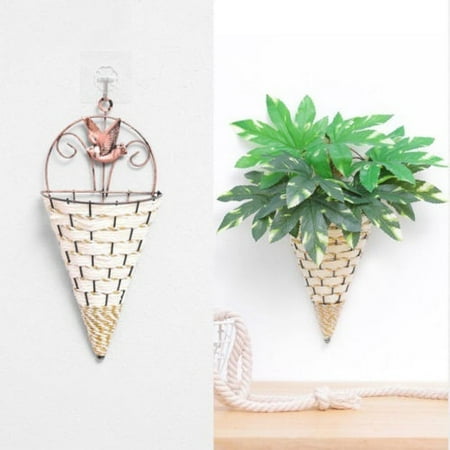 - Natural Wicker Flower Basket Wall Hanging Pot Planter Rattan Vase Basket Decor