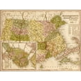 thumbnail image 2 of Vintage Maps 32x25 White Modern Wood Framed Museum Art Print Titled - Massachusetts and Rhode Island 1844, 2 of 4
