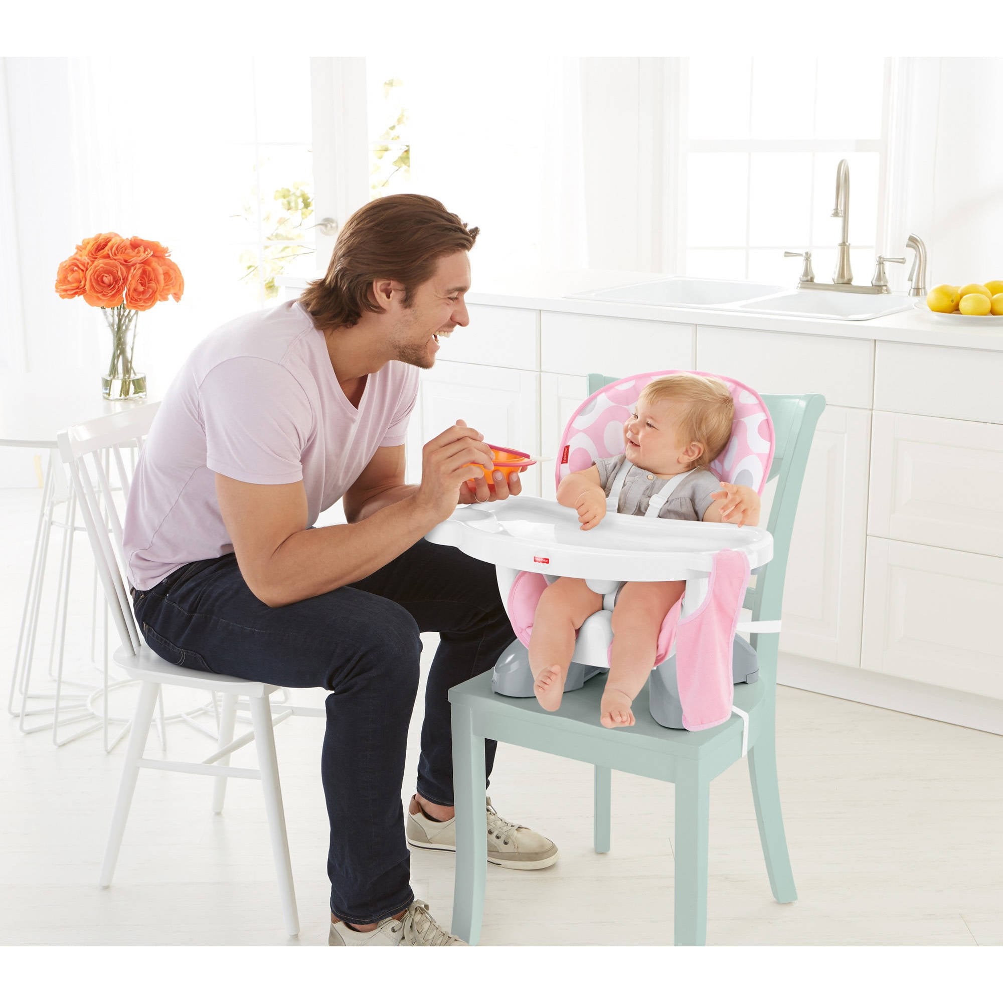 pink space saver high chair