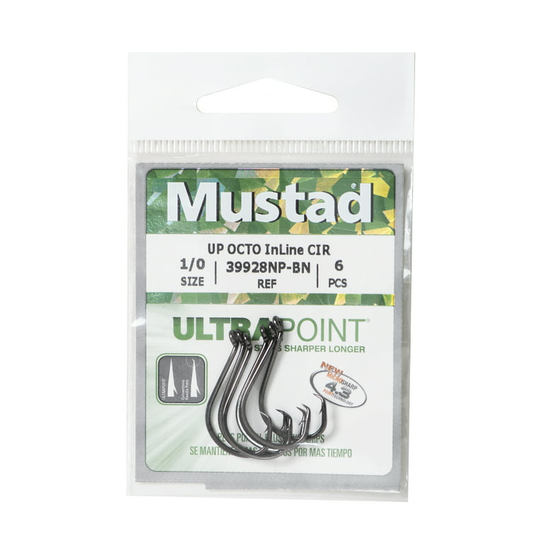 Mustad Ultra Point in-line Octopus Hook (Black Nickel) - Size: 5/0 6pc