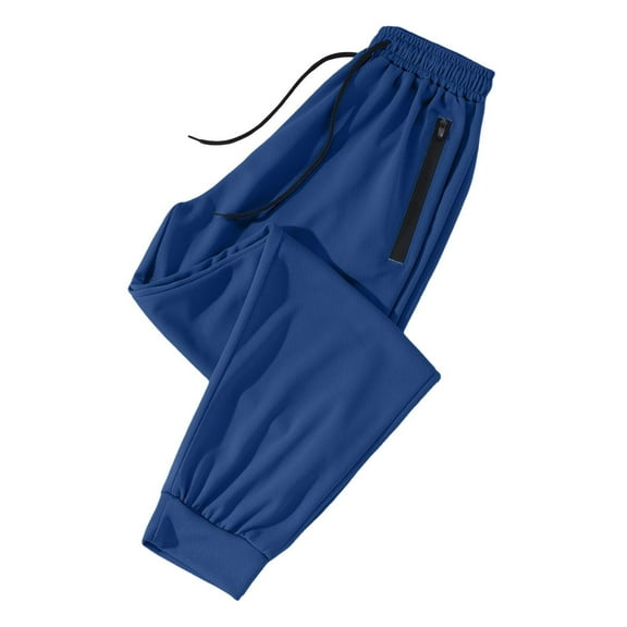 Yuncity Women's Sweatpants Ice Silk Mesh Breathable Drawstring Waistband Zipper Pocket Foot Binding Elastic Sports Pants Sweat Pants For Womens Blue L