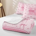 thumbnail image 4 of Erosebridal Bowknot Letter R Bed Spread Queen for Girls, Striped Bow Princess Queen Coverlet Set, 3-Piece, 4 of 7