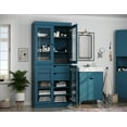 thumbnail image 3 of 100% Solid Wood 32" Bathroom Cabinet with Clear Glass Doors, 2-Drawers and Adjustable Shelves, 3 of 6