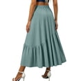 thumbnail image 7 of XuJwPNcy Skirts for Women Casual Elastic Waist Ruffle Maxi Skirt Soft Cotton Linen Summer Skirts with Pockets for Beach, 7 of 7