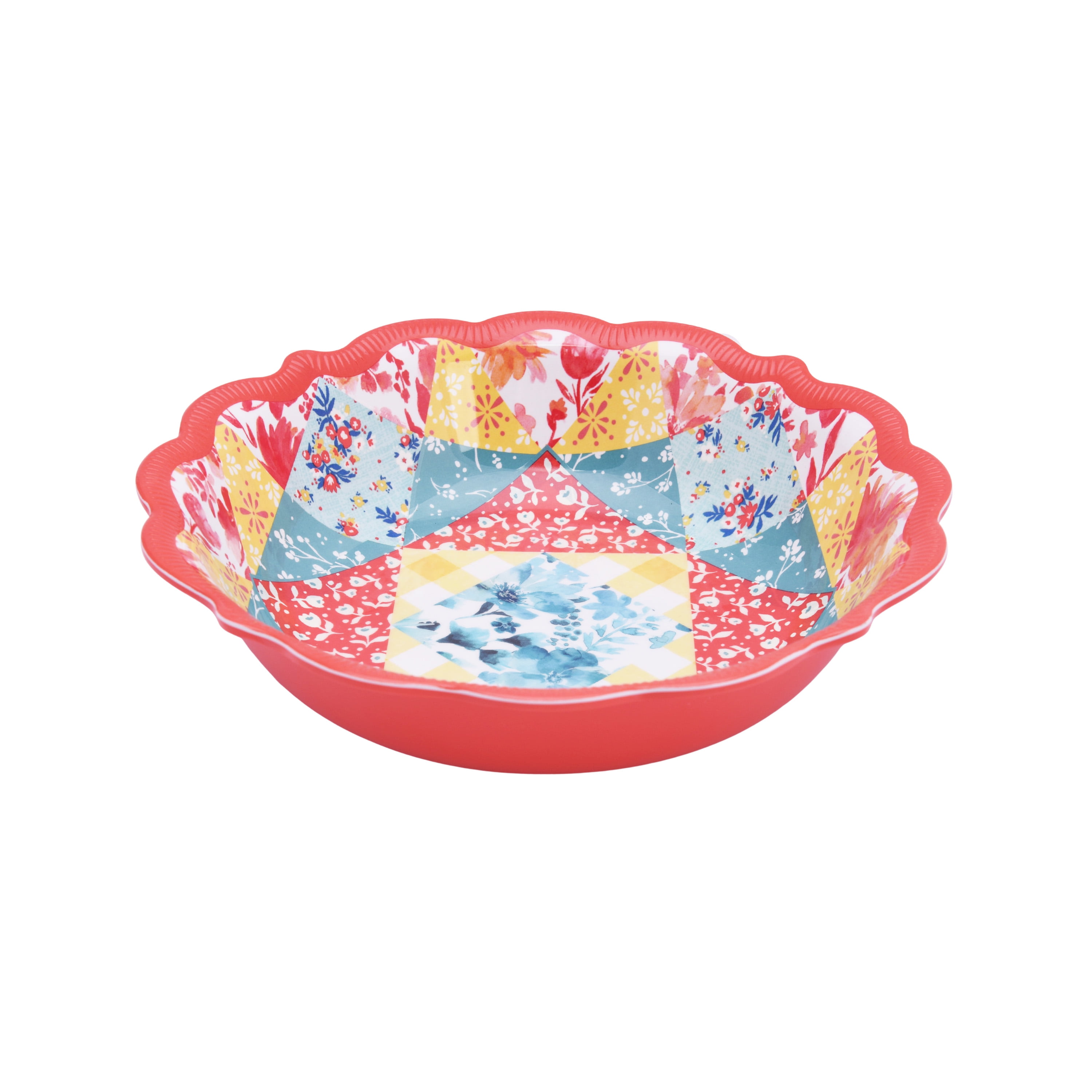 The Pioneer Woman Patchwork Medley Melamine Dinner Bowl, Coral