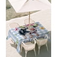 thumbnail image 3 of 60x120 Inch Outdoor Tablecloth with Umbrella Hole Zipper Rectangle Spring Pig Rectangular Tablecloths Outside Waterproof Butterfly Botanical Floral Blue Plaid Patio Table Cloth Cover for Picnic Party, 3 of 8