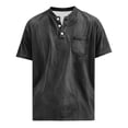 thumbnail image 6 of Xdegoge Mens Vintage Washed Henley T Shirt Short Sleeve Casual Athletic Fit Button Down Placket Tee With Chest Pocket Summer Outdoor Everyday Basic Workout Tops Shirts, 6 of 6