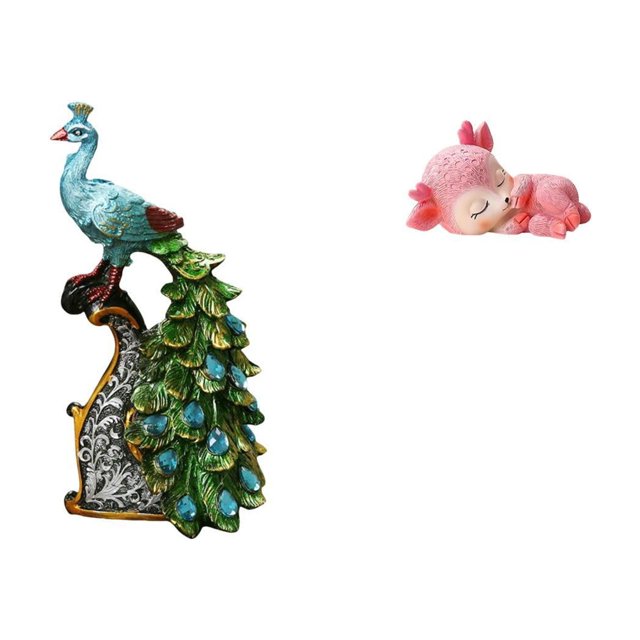 Elegante Colección De Esculturas De Animales De Ciervo Pavo Real Para Dormitorio, Oficina, Sala De Estar, Estantería, Cocina, Comedor, Adorno De Mesa, Artesanía Fina.