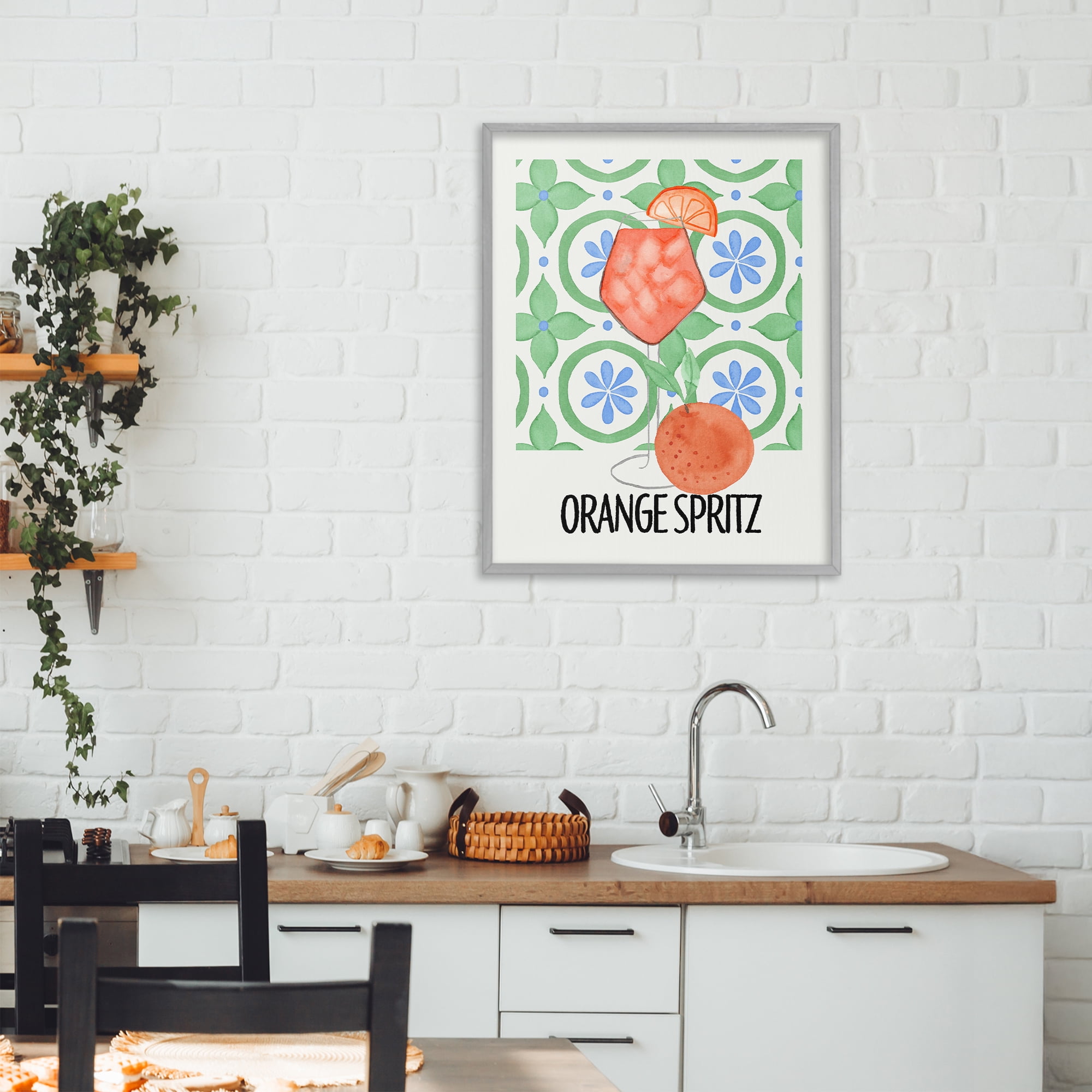 Stupell Industries Orange Spritz On My Mind Gray Framed Giclee Art, design by Nina Jacobs